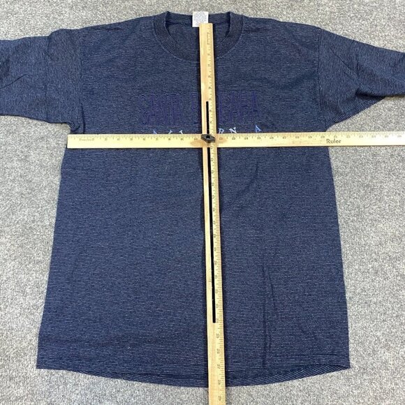 Santa Barbara California T-shirt M Blue Striped Vintage Cotton  Embroidered - Picture 2 of 8